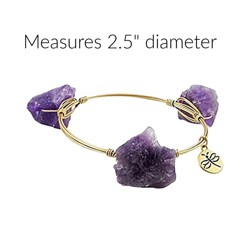 Crystal Wire Bangle Large Amethyst Quartz Stones - Picture 2 of 2